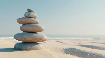 Foto op Aluminium Stenen in het zand Zen stones