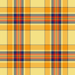 Mix pattern textile check, rest tartan fabric background. Neat seamless texture vector plaid in orange and amber colors.