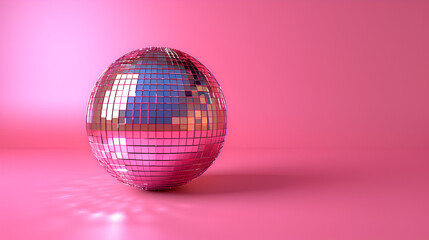 Pink shiny disco mirror ball, generative ai