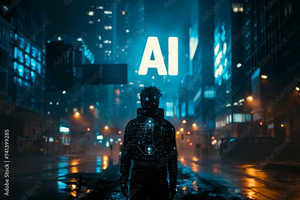 Poster ai brain chip neurotech. artificial intelligence financial management mind x ray axon. semiconductor