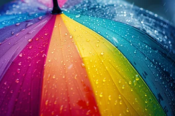 Foto op Canvas rainbow umbrella with water drops © Jorge Ferreiro