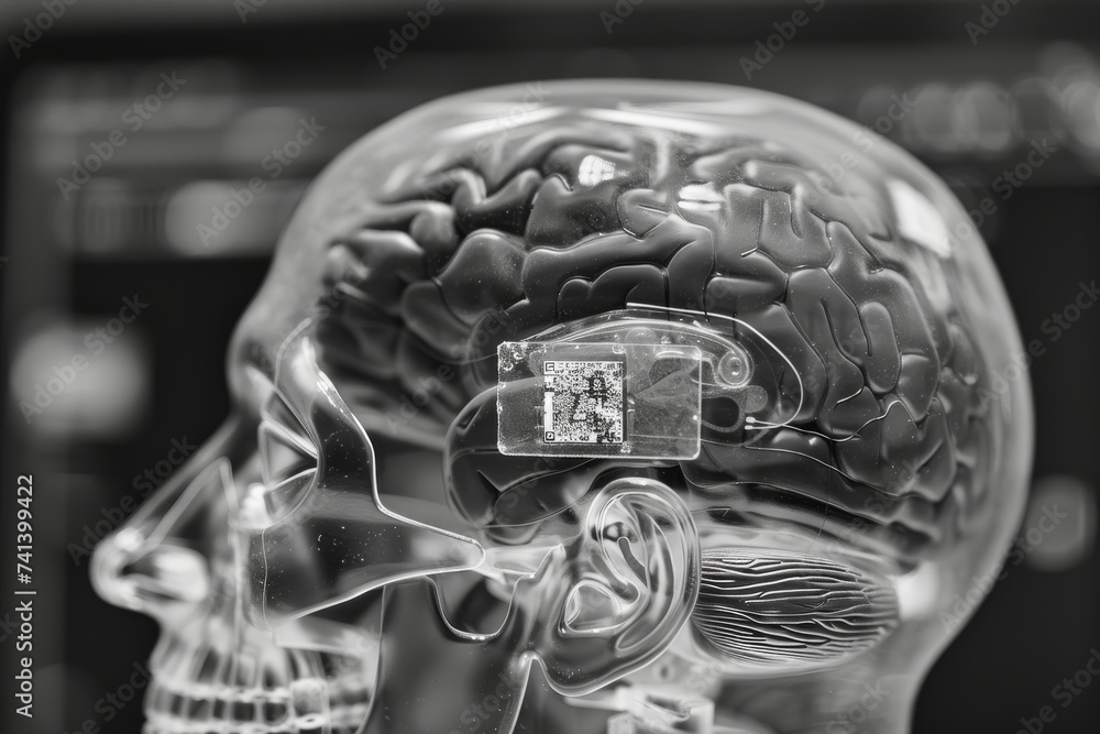 Aufkleber ai brain chip cognitive performance. artificial intelligence ai roadmap mind functional bioinformati