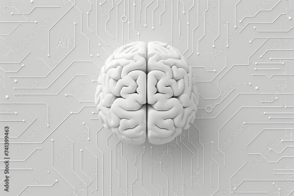 Aufkleber AI Brain Chip neuropsychiatry. Artificial Intelligence overclocking mind ai executive sponsorship axon. Semiconductor eda tool circuit board microprocessor