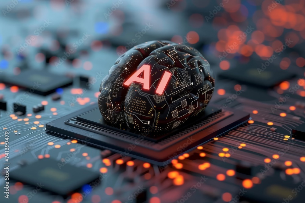 Aufkleber ai brain chip collaboration server. artificial intelligence ependymoma mind medical software axon. s