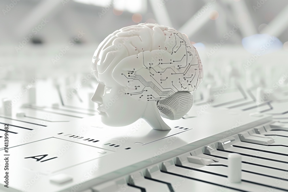 Aufkleber ai brain chip visionary leadership. artificial intelligence soc mind superscalar execution axon. sem