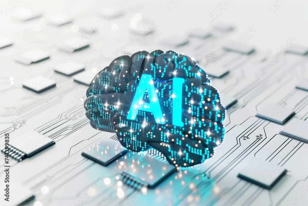 Aufkleber ai brain chip nanodroplets. artificial intelligence learning and memory mind mental exercises axon. 
