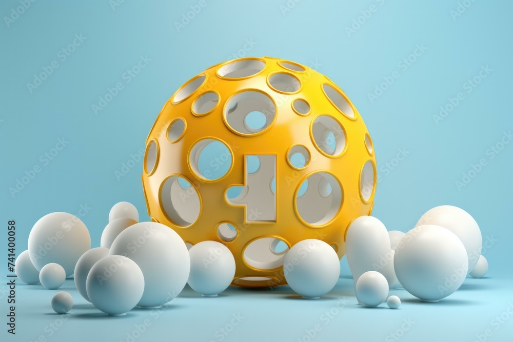 Wall mural A yellow egg surrounded by white eggs. Generative AI.