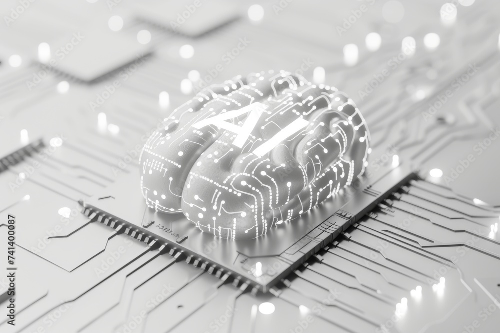 Aufkleber ai brain chip tumor progression. artificial intelligence neurosurgery mind cns axon. semiconductor n