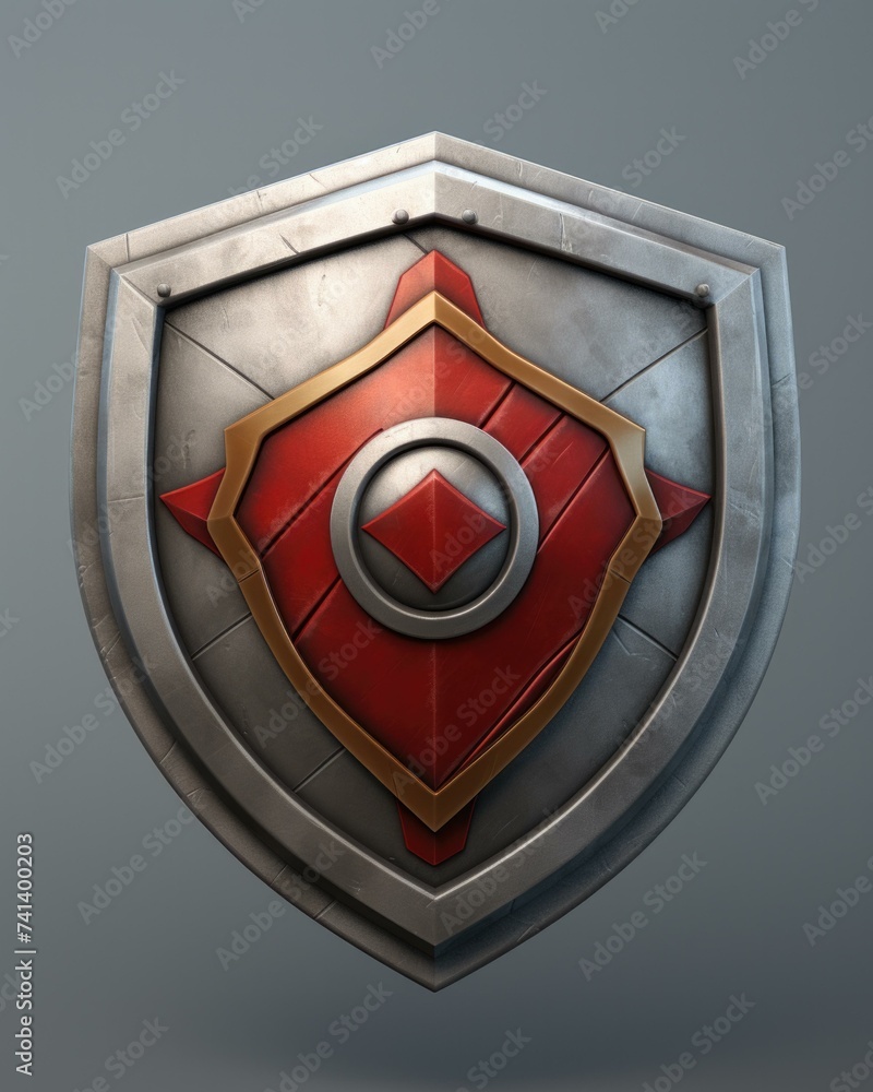 Aufkleber a shield with a red and gold design. generative ai.