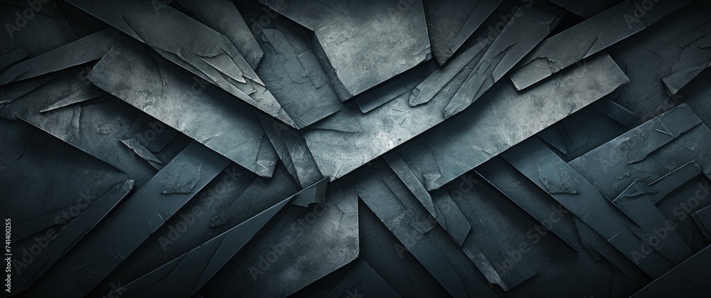 Poster a dark blue background with a lot of different shapes. generative ai.
