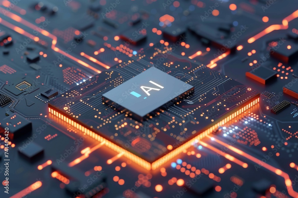 Aufkleber ai brain chip visual appeal. artificial intelligence devops mind data center axon. semiconductor cel