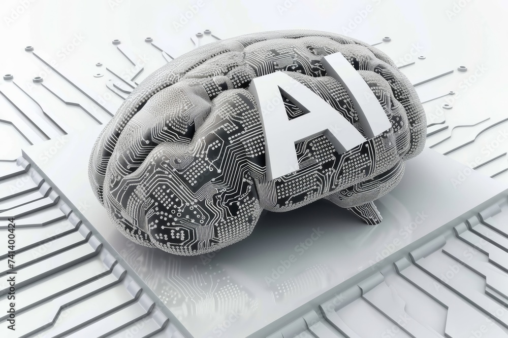 Aufkleber ai brain chip neuronal anatomy. artificial intelligence data backup mind document analysis axon. sem