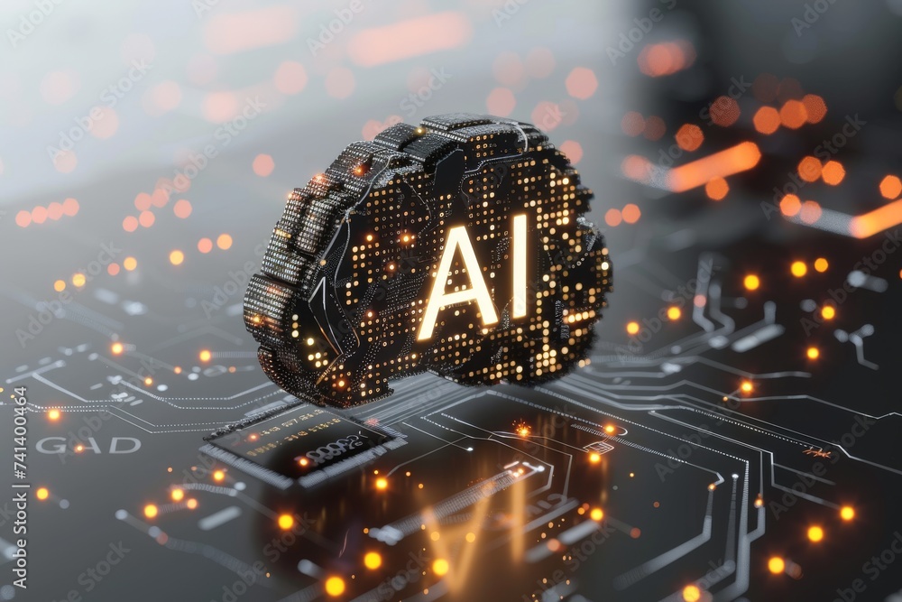 Poster ai brain chip customer support. artificial intelligence dvi cable mind l1 cache axon. semiconductor 