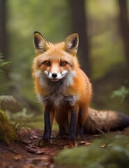 Naklejka na ściany i meble red fox in the forest Generative AI