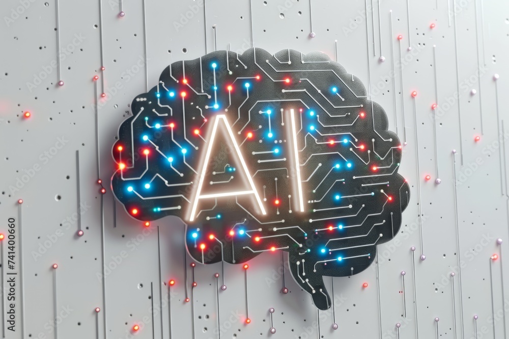 Aufkleber ai brain chip server compliance. artificial intelligence insignia mind neuroimplants axon. semicondu