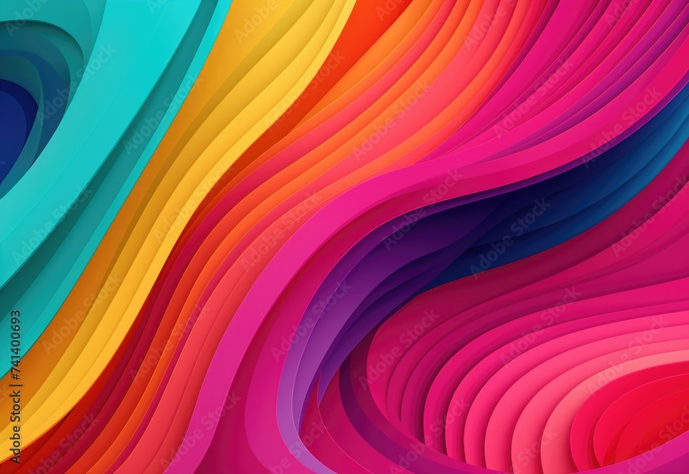 Poster Colorful abstract background with wavy lines. Generative AI.