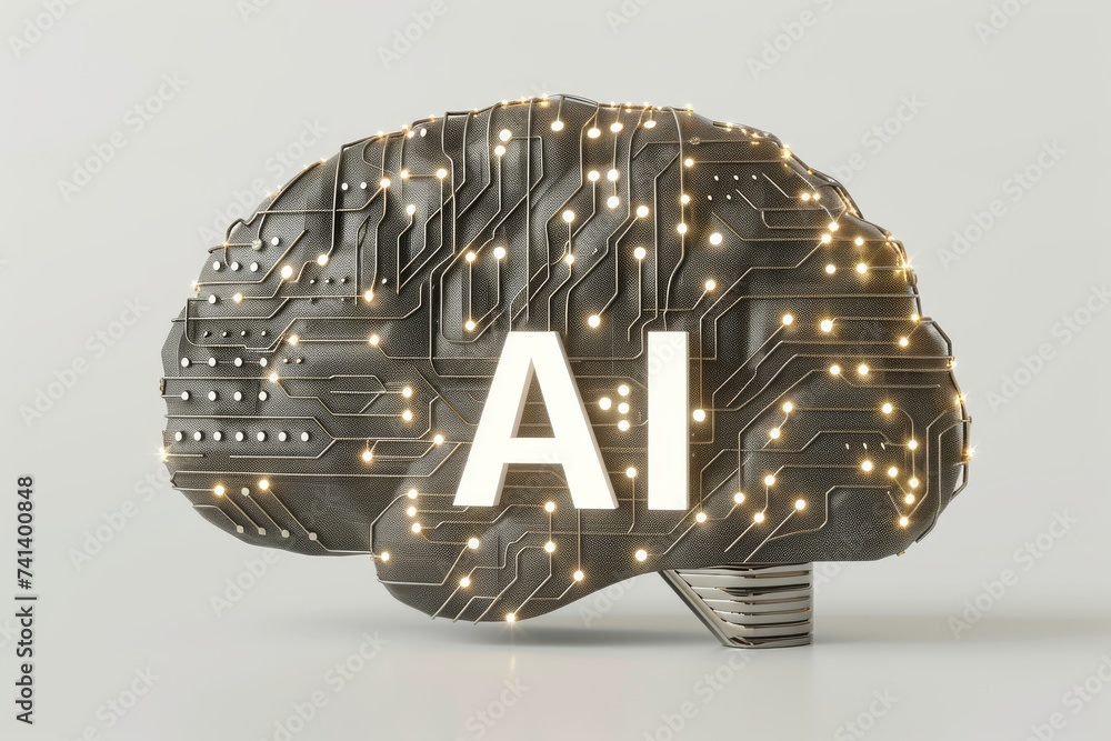 Poster ai brain chip synaptic receptor. artificial intelligence smart mind mind growth mindset axon. semico