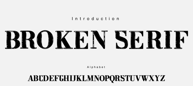 Old serif rough illustration font. serif with grunge style.
