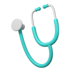 3d turquoise stethoscope icon. Render Illustration medical tool. Symbol concept of healthcare industry
