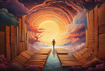 landscape with clouds and moon