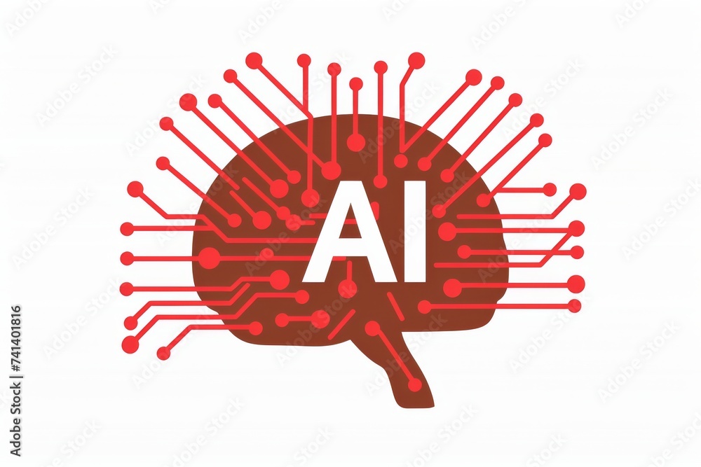 Poster ai brain chip neon caribbean cool. artificial intelligence server data protection mind memory contro