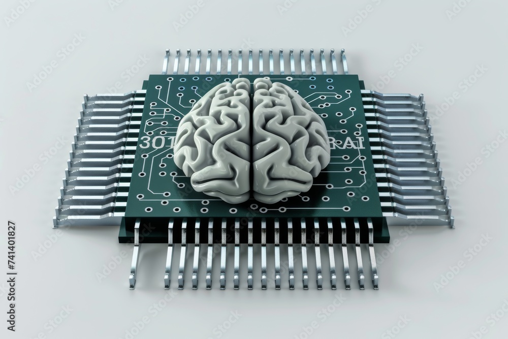Poster ai brain chip memory encoding. artificial intelligence neurochemistry mind tomorrow world axon. semi
