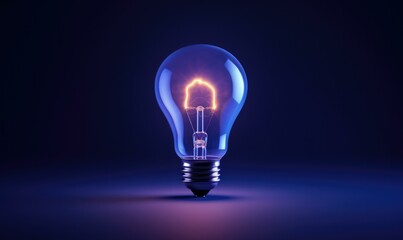 A light bulb glowing in the dark. Generative AI.