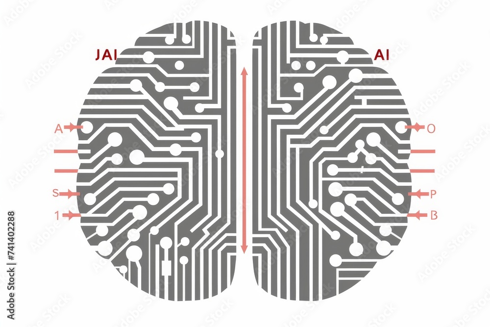Aufkleber ai brain chip cognitive reserve enhancement. artificial intelligence it careers mind bold axon. semi