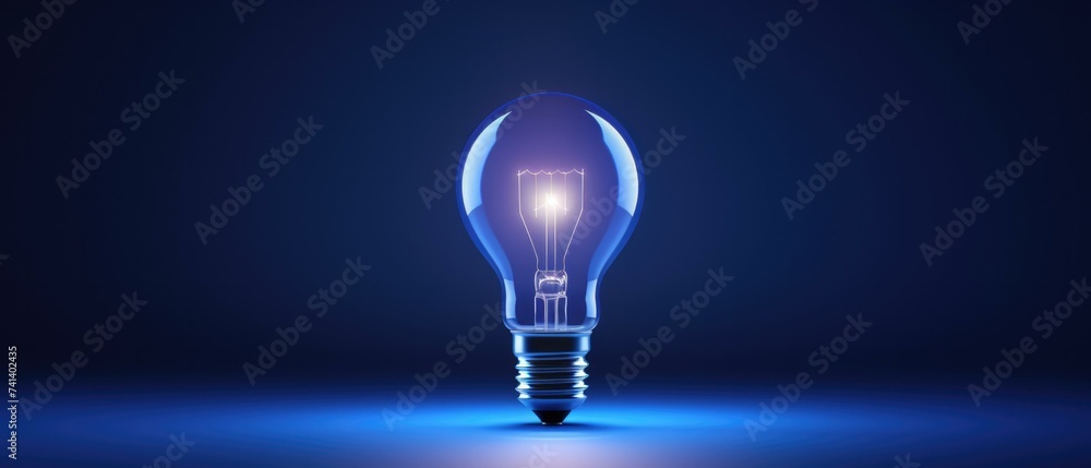 Poster a light bulb on a dark background. generative ai.