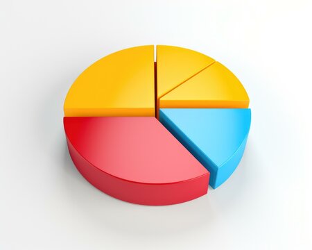 A pie chart with three different colors. Generative AI.