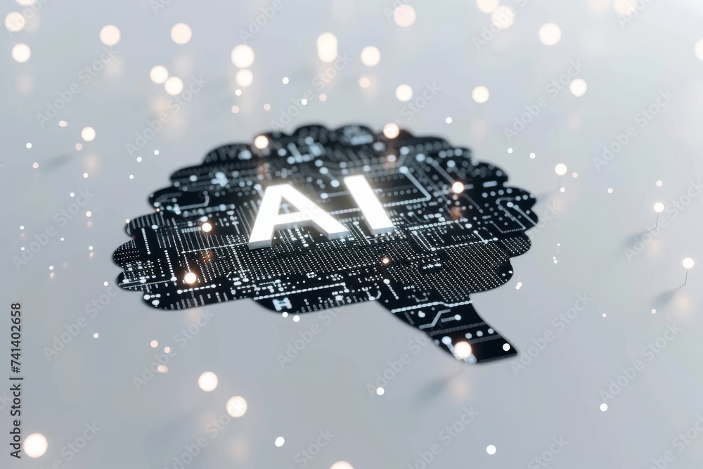 Aufkleber ai brain chip green technology. artificial intelligence visual language mind content delivery networ