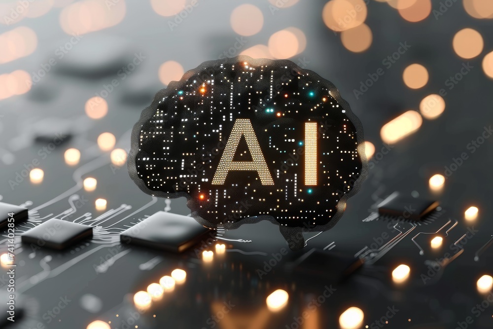 Aufkleber ai brain chip ai regulatory compliance. artificial intelligence neurocomputing mind fulfillment axon