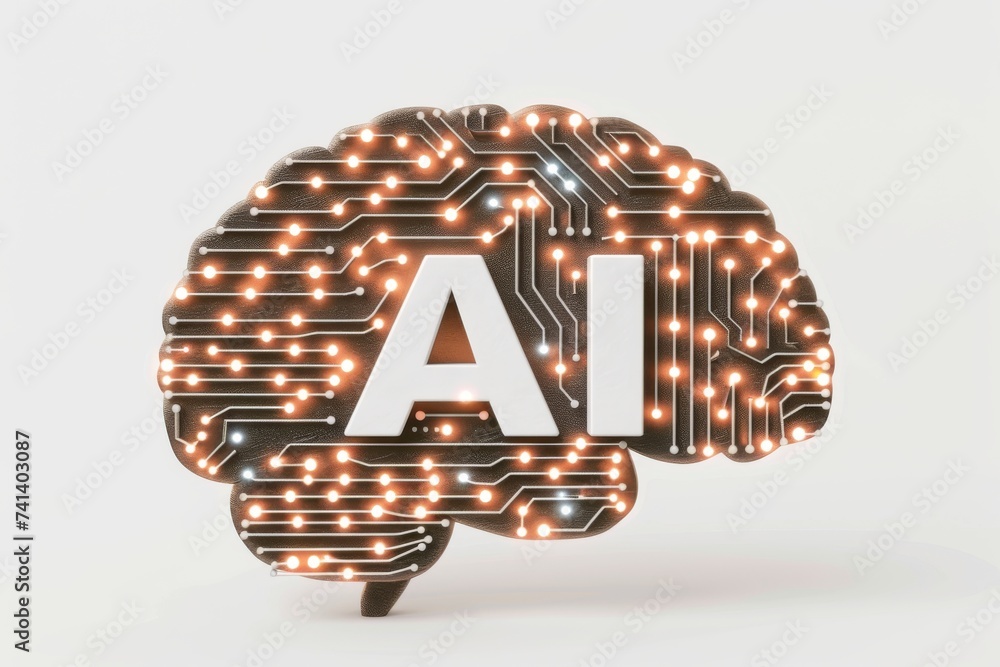 Poster ai brain chip data transformation. artificial intelligence parkinson disease mind hypothalamus axon.