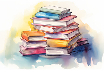 stack of old books on world book day.