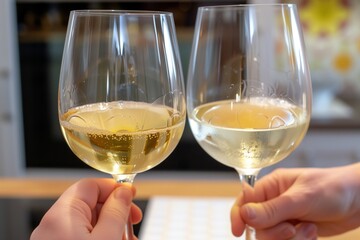 taster comparing two glasses of white wine