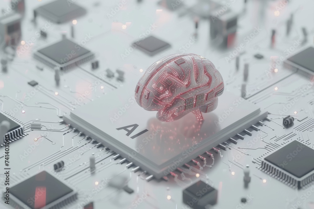Poster ai brain chip visual system. artificial intelligence optical metrology mind digital strategy axon. s