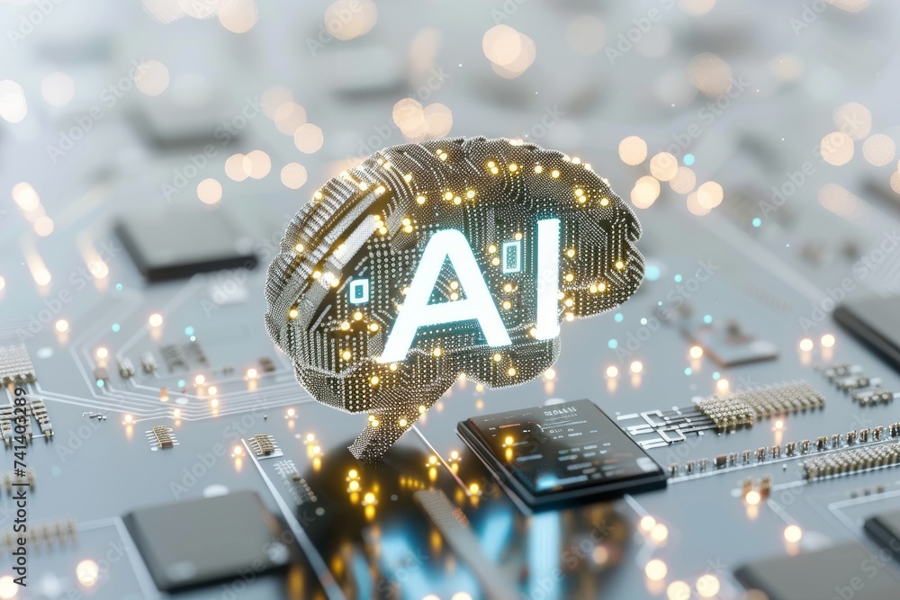 Poster ai brain chip tdp. artificial intelligence orbitofrontal cortex mind neurotransmitters axon. semicon