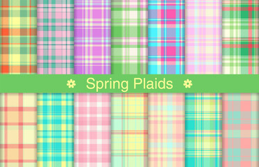 Spring plaid bundles, textile design, checkered fabric pattern for shirt, dress, suit, wrapping paper print, invitation and gift card.
