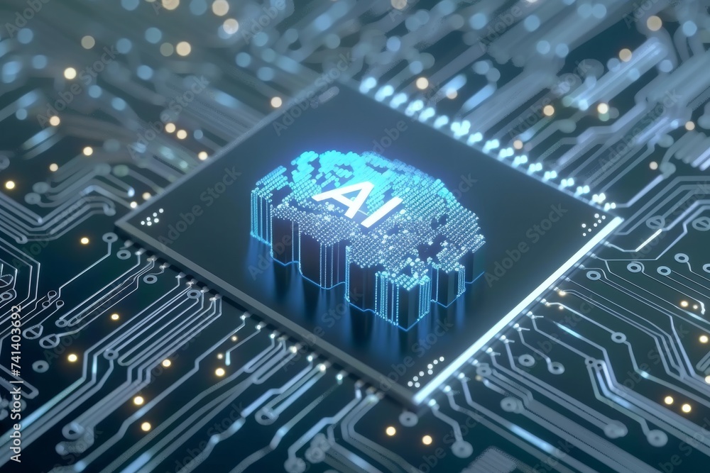 Poster ai brain chip forward looking. artificial intelligence magnetoencephalography mind cd axon. semicond