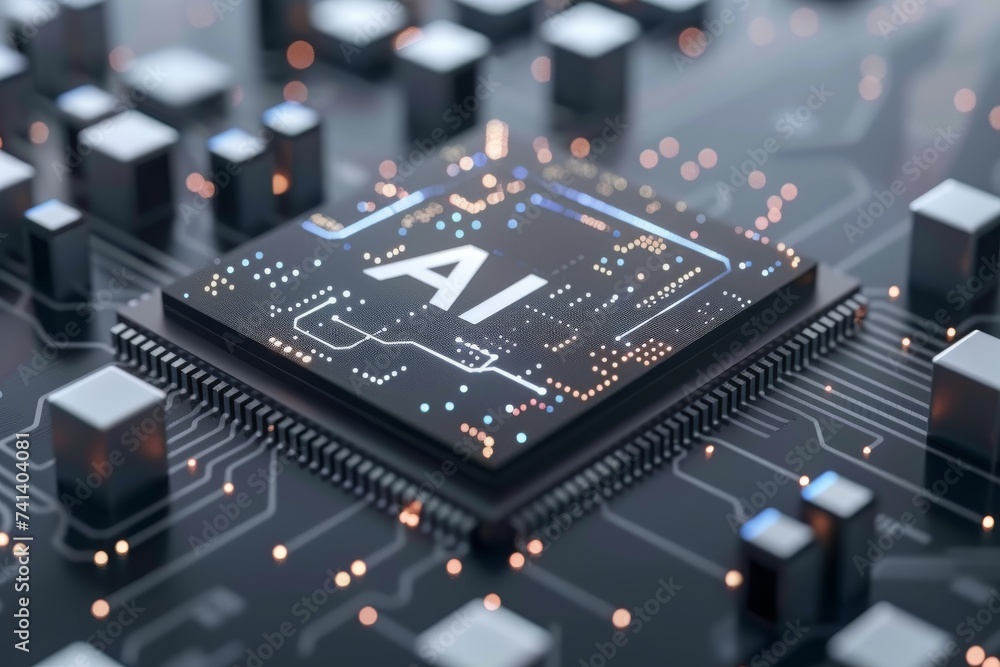 Poster ai brain chip tomorrow innovators. artificial intelligence quantum sensing mind biometrics axon. sem