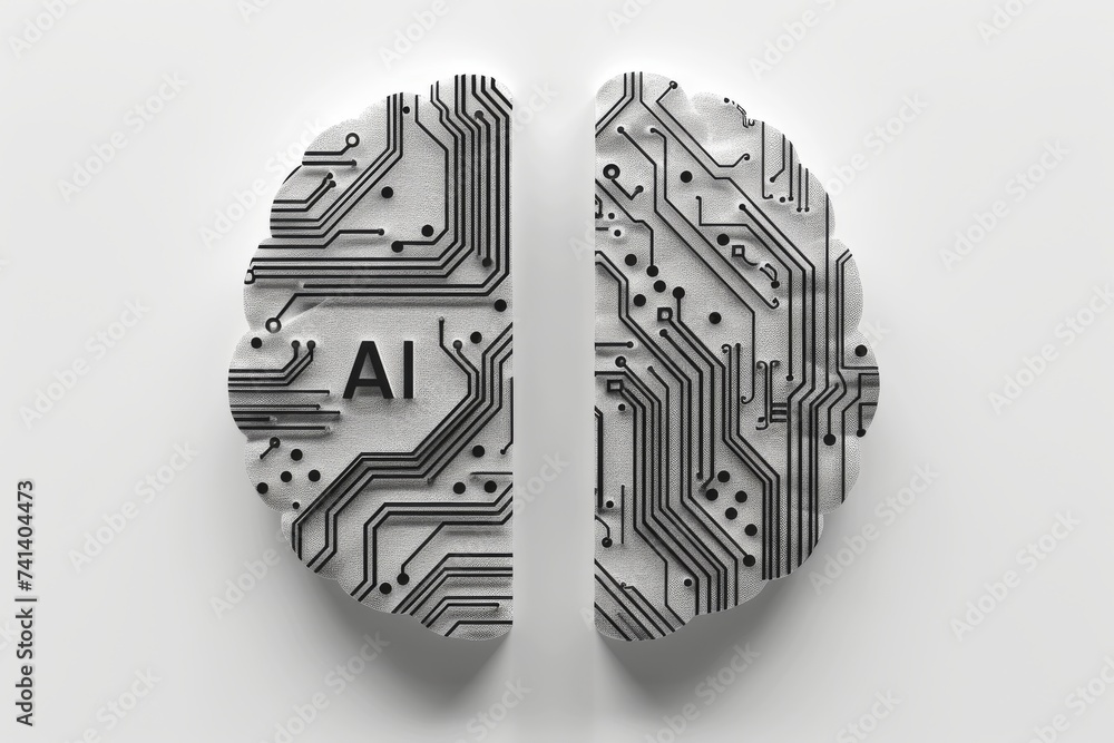 Poster ai brain chip predictive analytics. artificial intelligence ambition mind personal growth axon. semi
