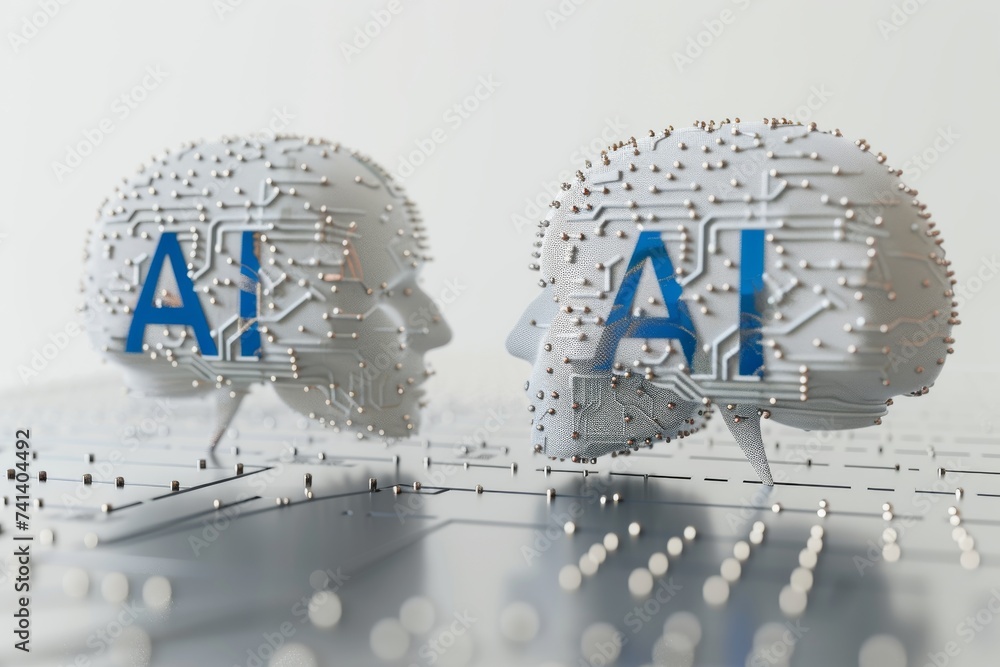 Poster ai brain chip complex instruction set computer. artificial intelligence masking mind futuristic axon
