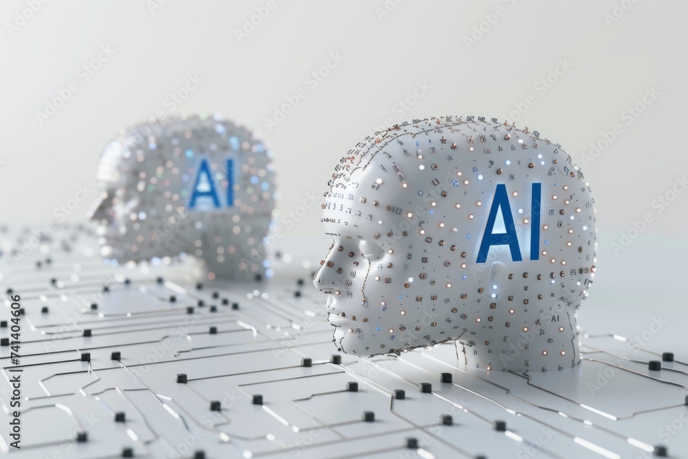 Poster ai brain chip soi technology. artificial intelligence experimental mind cryptocurrency axon. semicon
