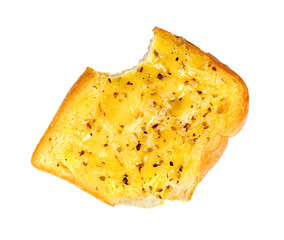 Bitten Garlic Bread with Cheese isolated
