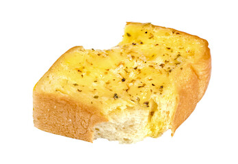 Bitten Garlic Bread with Cheese isolated