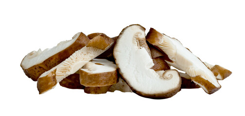 Shiitake Mushrooms sliced isolated