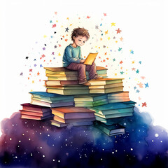 child reading a book.World Book Day.