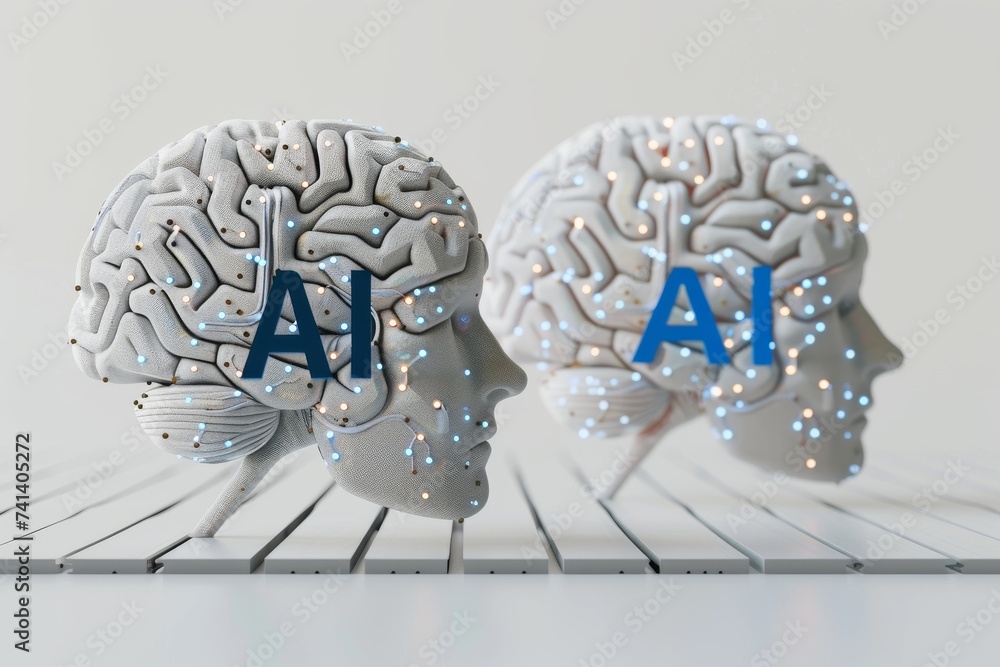 Aufkleber ai brain chip logo. artificial intelligence transistors mind neurological disorders support axon. se