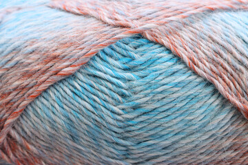 blue and brown warm and cozy yarn ball of alpaca wool