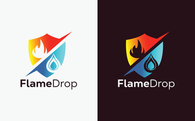 Fototapeta na wymiar Minimalist Fire Flame drop logo design vector template. Modern colorful Fire Flame drop vector. water Crest, ingle logo
